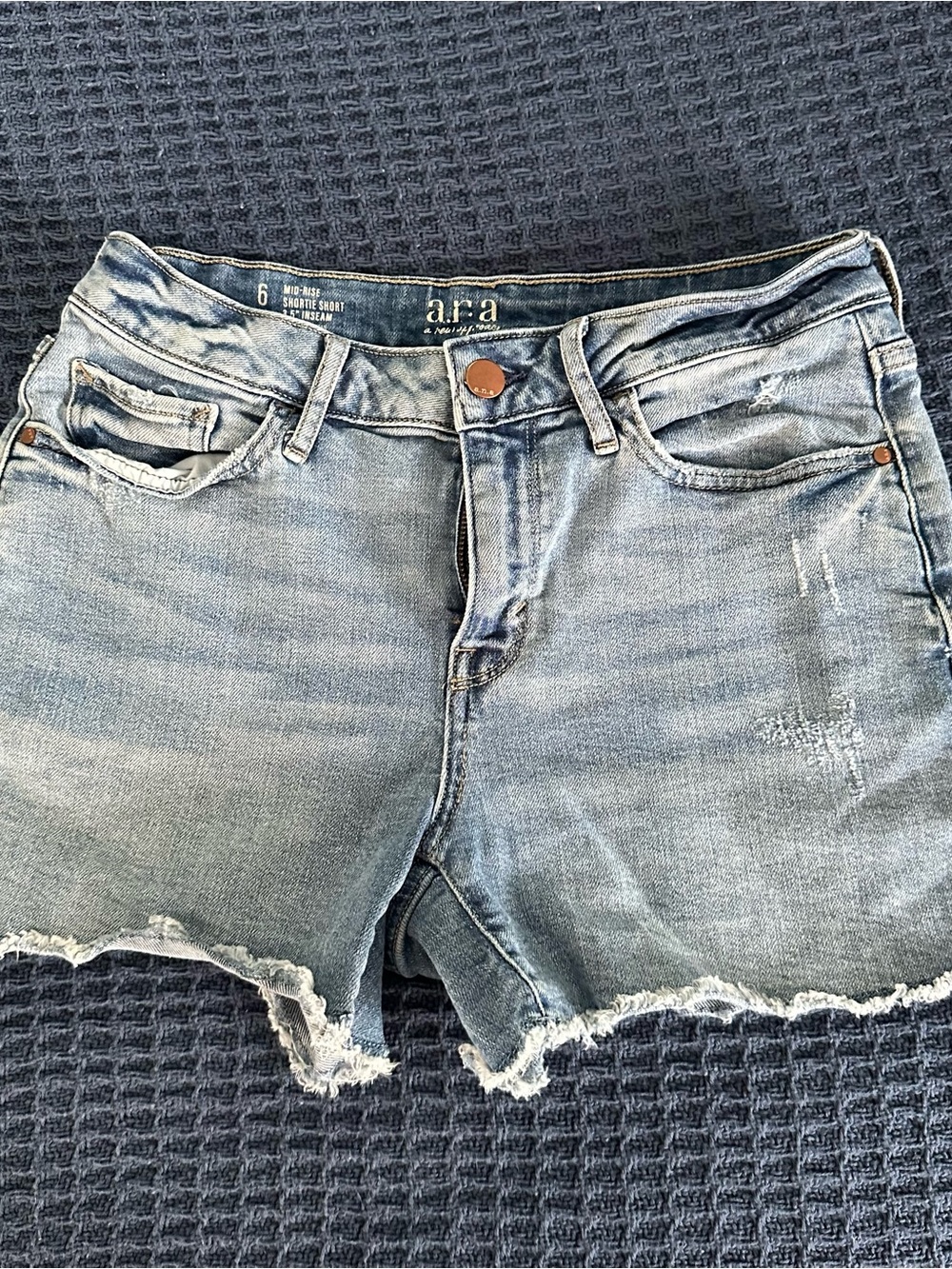 a.n.a Light Blue Denim Frayed Cutoff Shorts